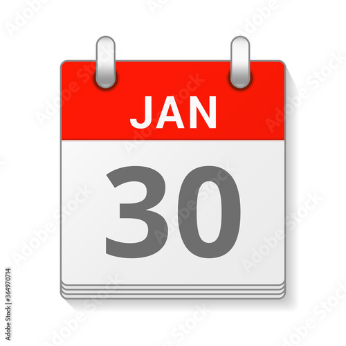 January 30 isolated vector calendar icon symbol