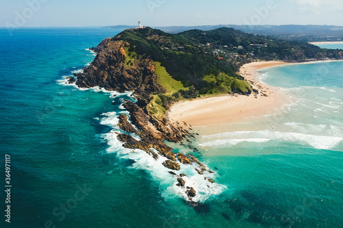 Obraz na plátně Aerial View of Byron Bay Lighthouse