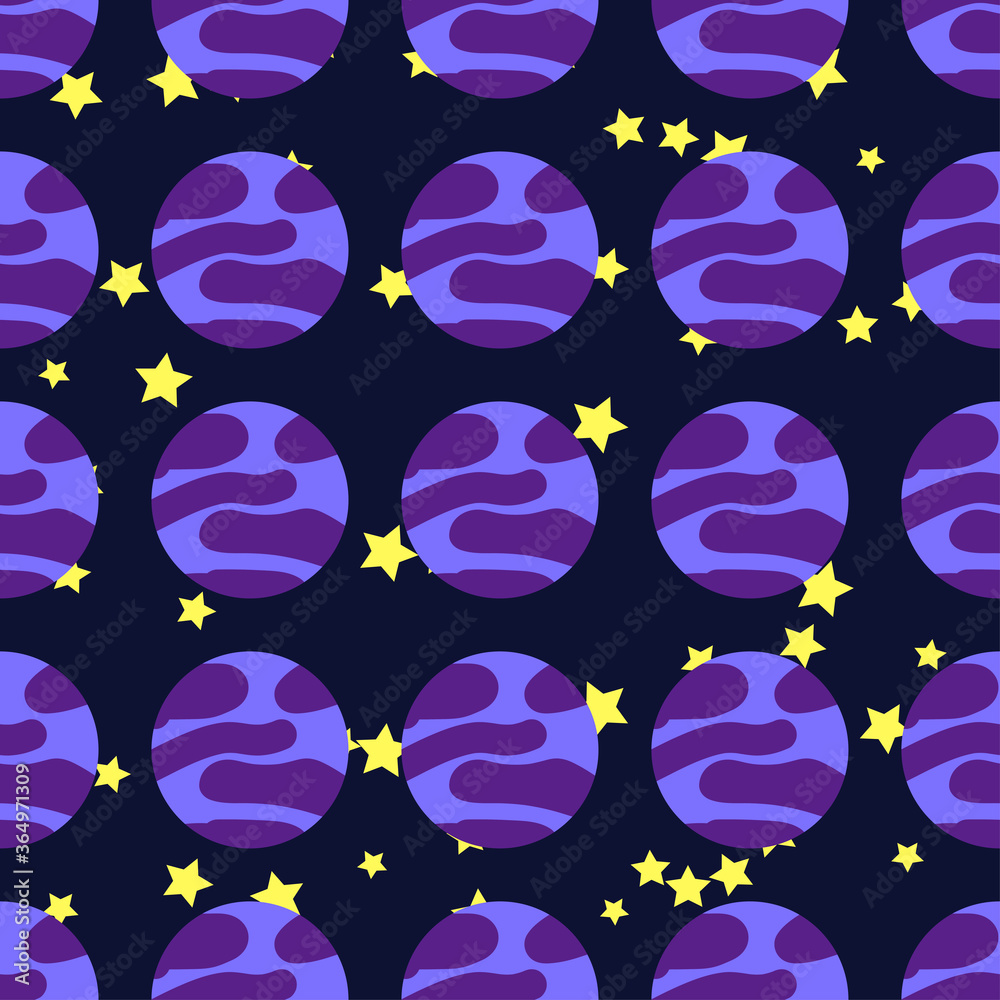 Seamless space pattern. Planets, rockets and stars. Cartoon spaceship Seamless space pattern. Planets, rockets and stars. Cartoon spaceship