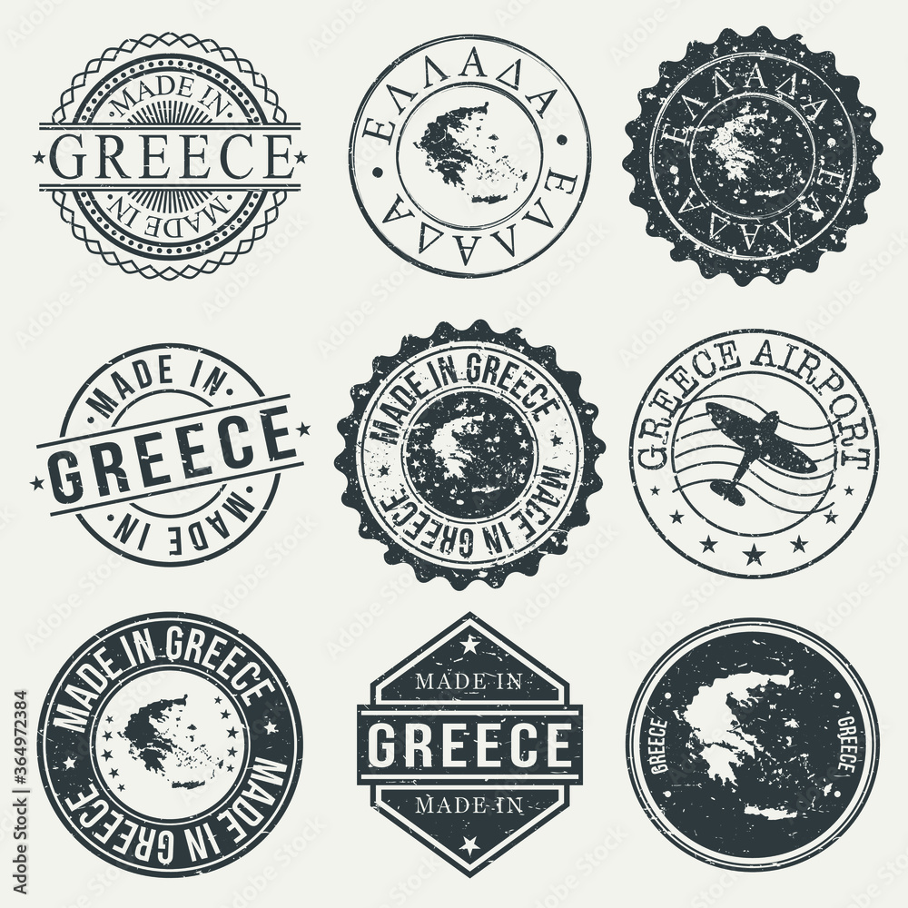 Greece Travel Stamp Made In Product Stamp Logo Icon Symbol Design Insignia.
