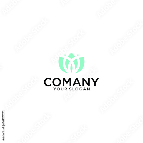 Lotus flower logo. Lotus icon vector design template on white and blue background with flat and outline styles for environment  beauty  spa  yoga  medical companies.