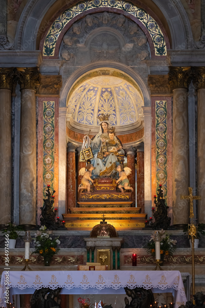 The main altar of the Stella Maris Monastery which is located on Mount Carmel in Haifa city in northern Israel