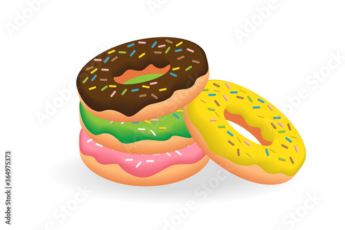 donuts stack vector graphic for menu design, flyer, cafe decoration, delivery box. vector illustration, culinary blogs, stationery, etc.