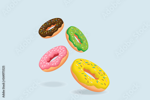 donuts set vector graphic for menu design, flyer, cafe decoration, delivery box. vector illustration, culinary blogs, stationery, etc.