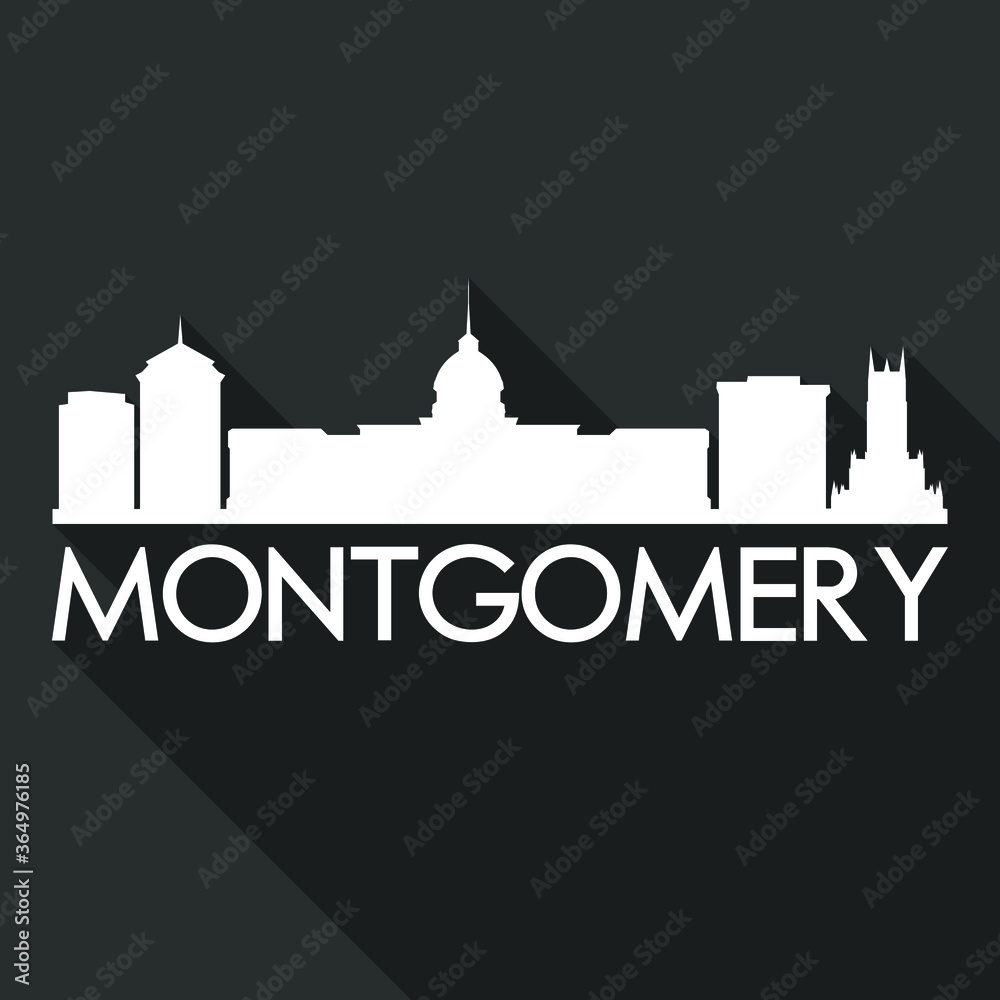Montgomery Flat Icon Skyline Silhouette Design City Vector Art Famous Buildings.