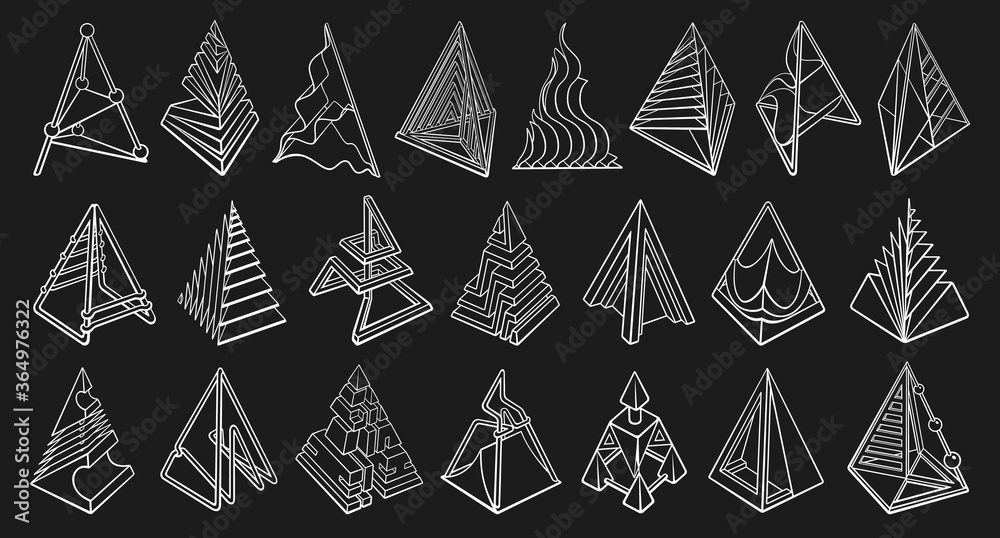 Set of 3D geometric shapes pyramid designs Set of 3D geometric shapes pyramid designs