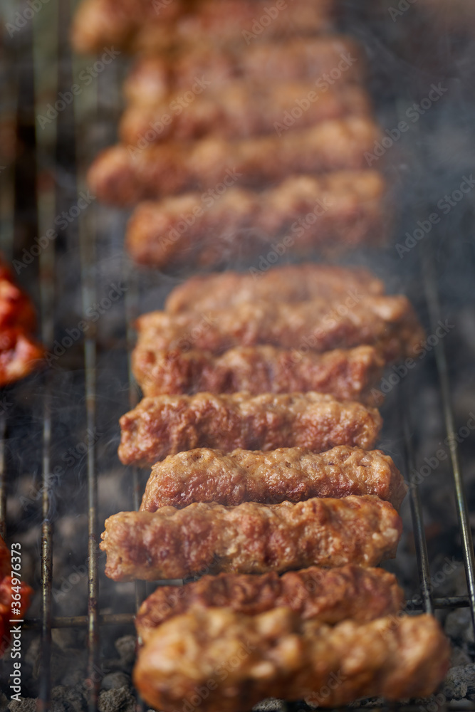 Minced pork rolls on barbecue Minced pork rolls on barbecue