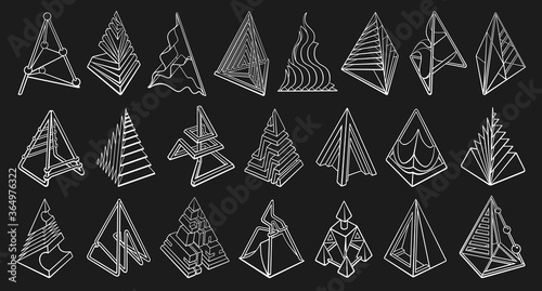 Set of 3D geometric shapes pyramid designs