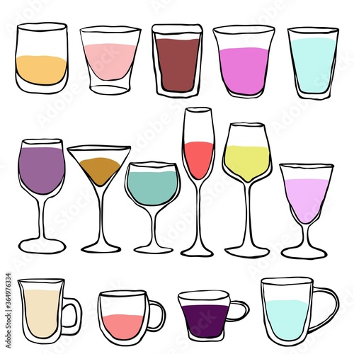 simple isolated colorful childish hand drawn glass line art for background, pattern, wallpaper, label, banner etc. vector design.