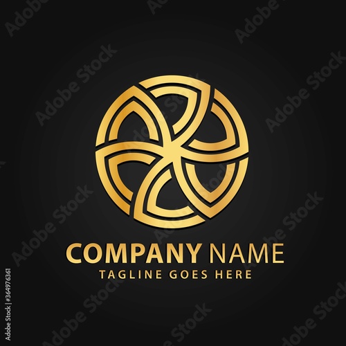 3D Gold Circle Round Spinning Abstract Company Modern Logos Design Vector Illustration Template