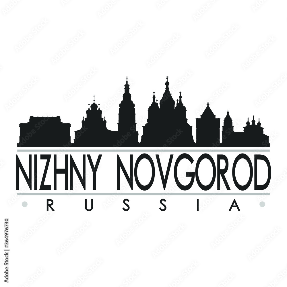 Nizhny Novogorod Russia Skyline Silhouette Design City Vector Art Famous Buildings.