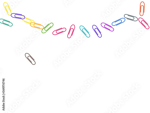Stationary paperclips isolated on white background