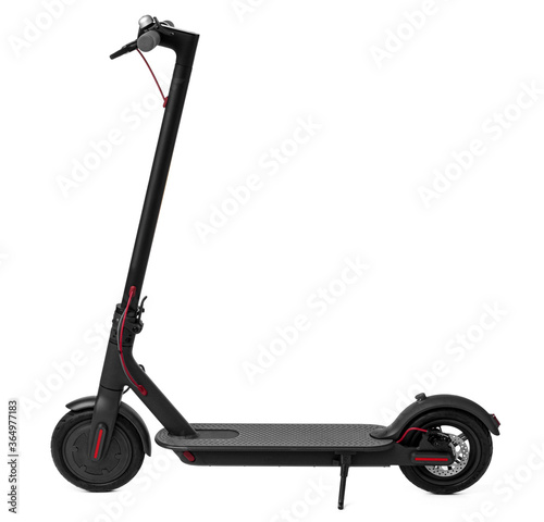 Fototapeta New black electric scooter isolated on white
