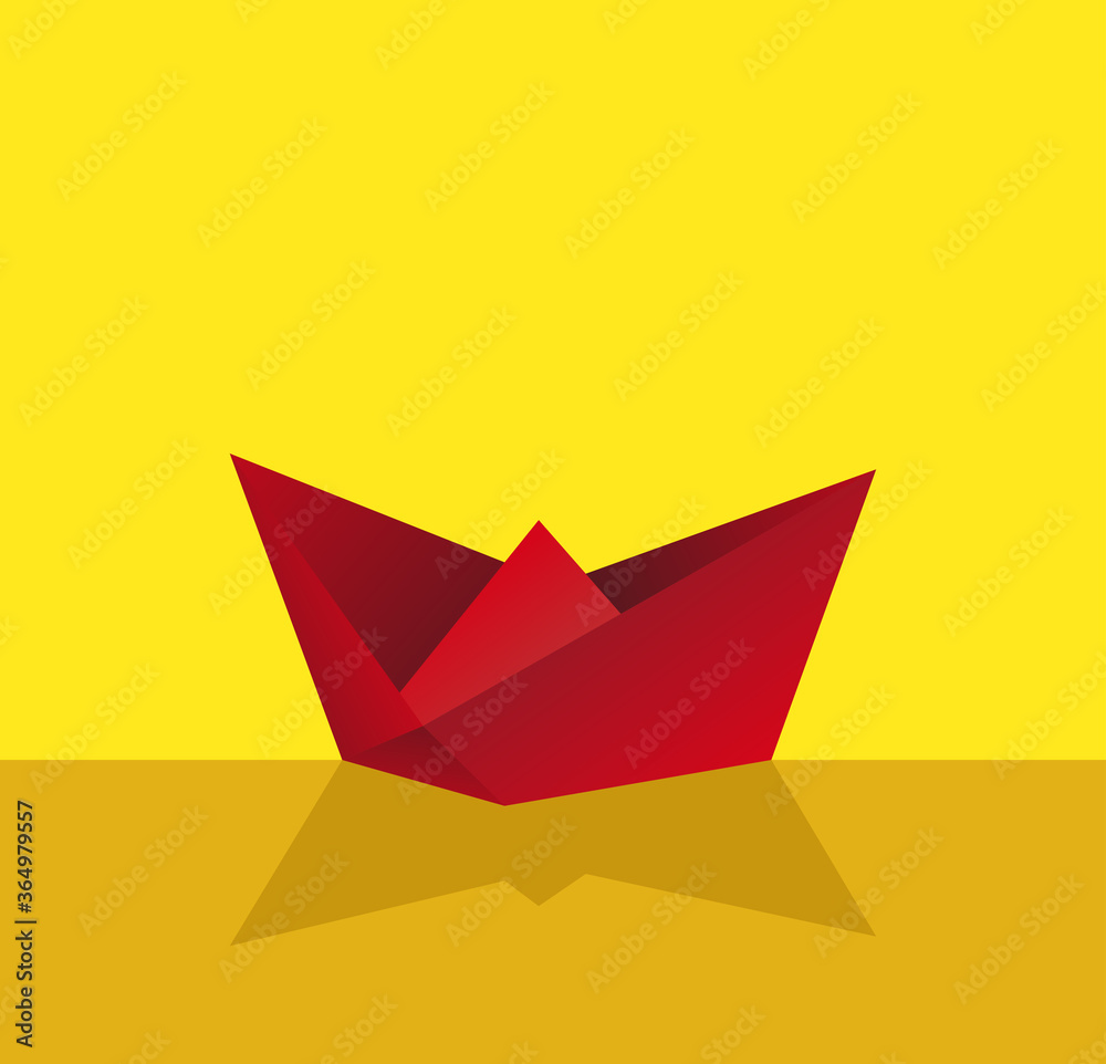 Naklejka premium Folded paper ship with vector