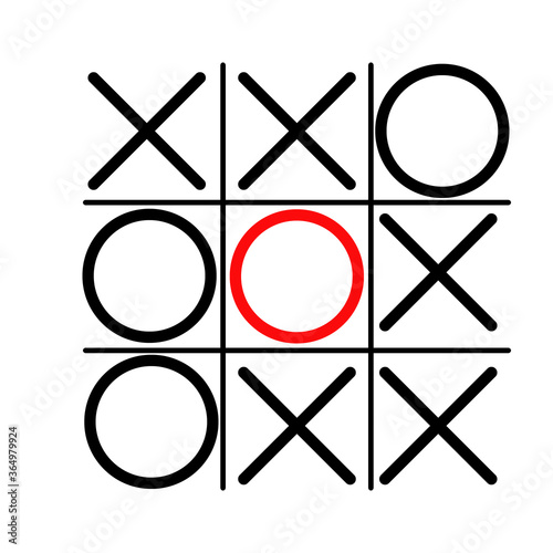 Tic tac toe or ought and crosses game. Hand drawn tic tac toe game