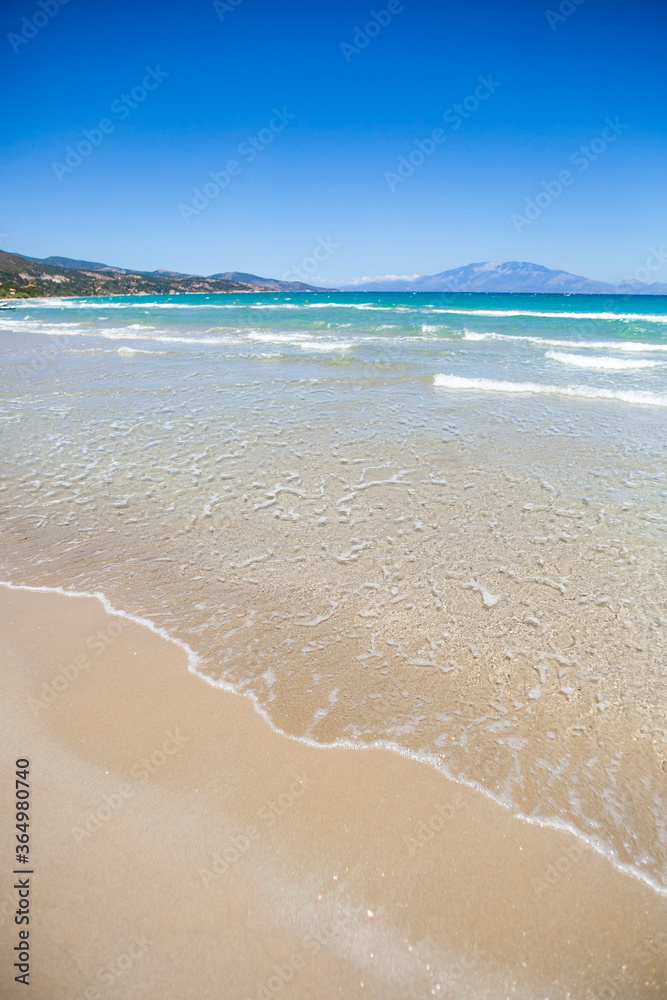 Sandy beach and sea in turquoise water. Greece Sandy beach and sea in turquoise water. Greece