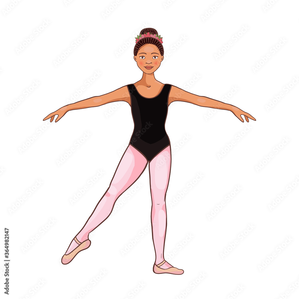 Beauty girl Afro American ballerina, dance pose Beauty girl Afro American ballerina, dance pose