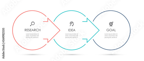 Business Infographic template. Thin line design with icons and 3 options or steps.