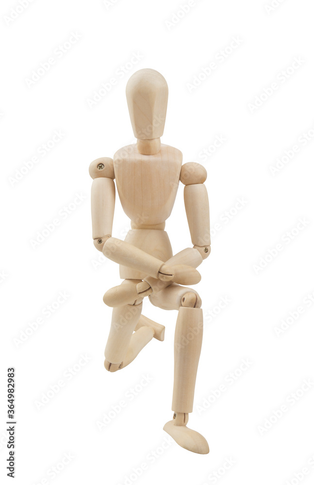 Wooden mannequin standing on one knee isolated on white background, black lives matter concept Wooden mannequin standing on one knee isolated on white background, black lives matter concept