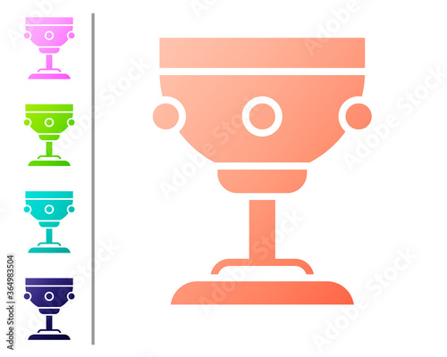 Coral Christian chalice icon isolated on white background. Christianity icon. Happy Easter. Set color icons. Vector Illustration.