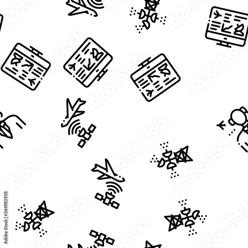Air Navigation Tool Seamless Pattern Vector Thin Line. Illustrations