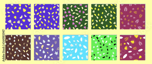 Seamless vector Pattern with different leaves. Floral decoration.