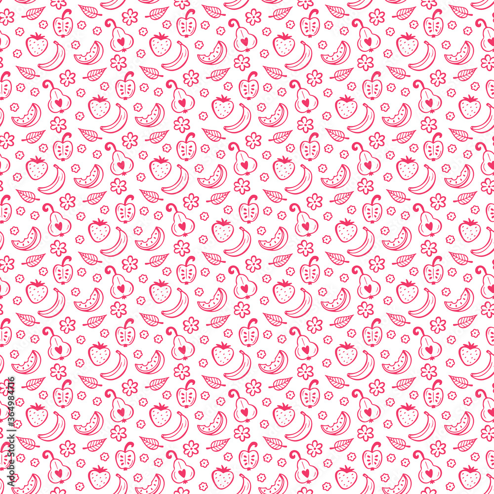 Food Vector Background. Hand Drawn Doodle Fruits and Berries Seamless pattern Food Vector Background. Hand Drawn Doodle Fruits and Berries Seamless pattern