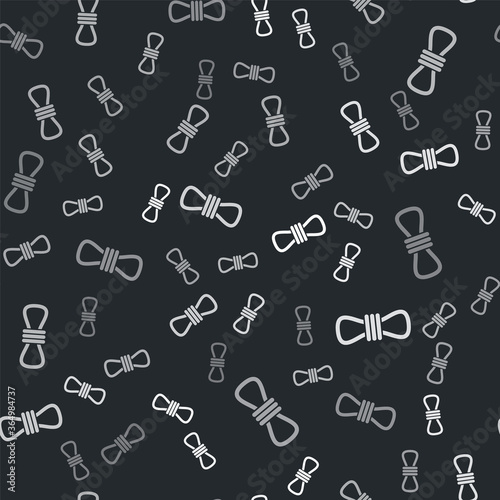 Grey Climber rope icon isolated seamless pattern on black background. Extreme sport. Sport equipment. Vector Illustration.