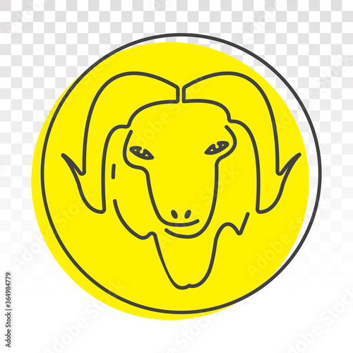 Sheep or goat head with horns - flat colours icon for apps or website