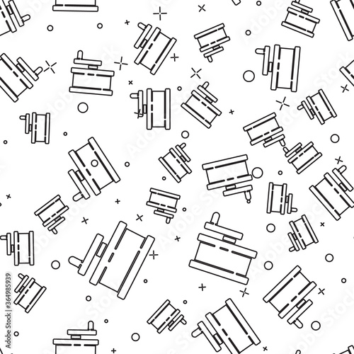 Black line Manual grinder icon isolated seamless pattern on white background. Vector Illustration.