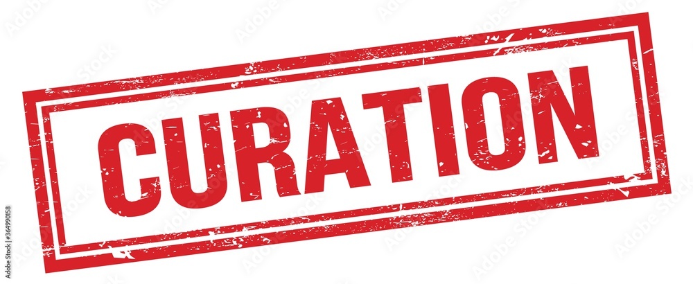 CURATION red grungy rectangle stamp. CURATION red grungy rectangle stamp.