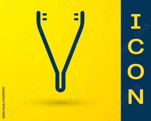 Blue Medical tweezers icon isolated on yellow background. Medicine and health. Anatomical tweezers. Vector Illustration.