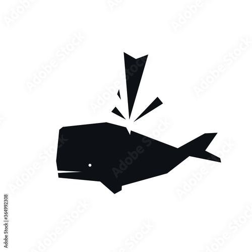 Sperm whale fish water fountain logo icon sign Modern geometric creative design style Fashion print clothes apparel greeting invitation card picture company agency farm banner flyer book Vector photo