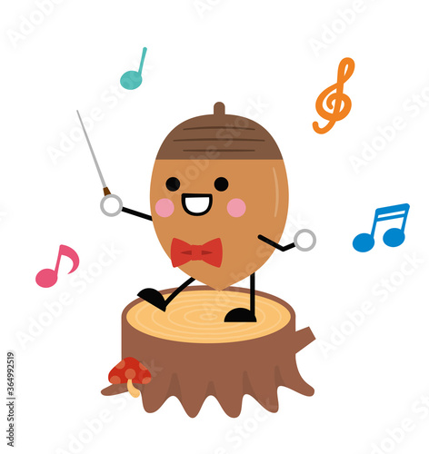 指揮 指揮者 音楽 どんぐり ドングリ 秋 ベクター イラスト