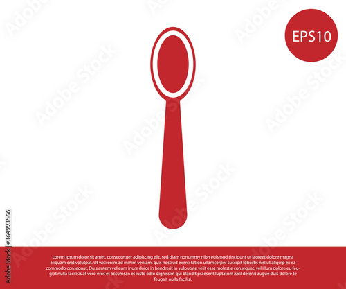 Red Disposable plastic spoon icon isolated on white background. Vector Illustration.