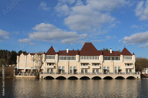 Buildung facade of castle in VDNKh, Exhibition of Achievements of National Economy, Mira Avenue, 119, building 511, Moscow. Gothic style in new Moscow architecture photo