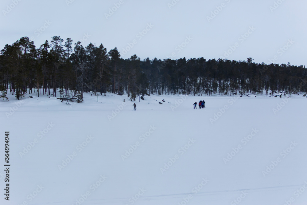 Ski expedition in Inari Lake, Lapland, Finland Ski expedition in Inari Lake, Lapland, Finland