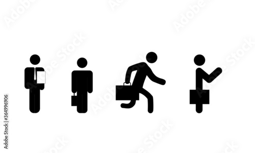 business people holding brief case or book soliciting door to door icon pack 