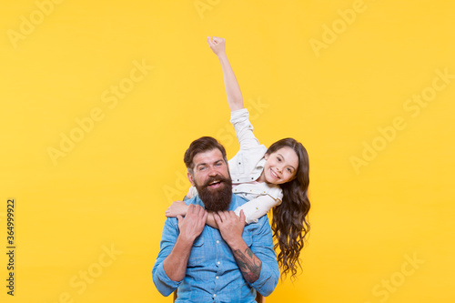 Lovely father and cute kid. Strong friendship. Father and daughter together. Family relations. Communication skills. Child and father best friends. Parenthood and childhood. Fathers day concept