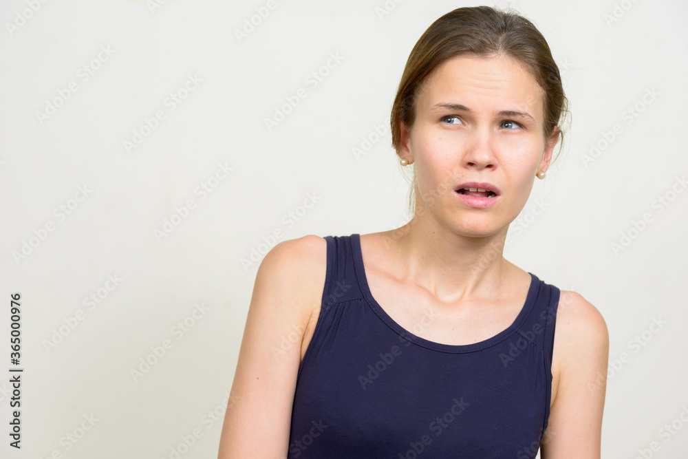 Portrait of young woman with blond hair Portrait of young woman with blond hair