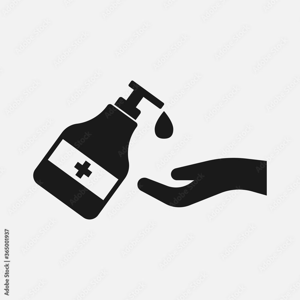 Hand sanitizer icon illustration. Medical liquid hygiene soap.
