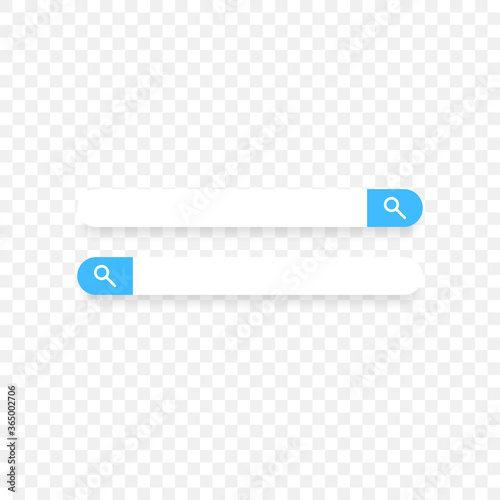 Search bar web site pair with transparent background shadow icon blue color minimal UI flat vector EPS 10
