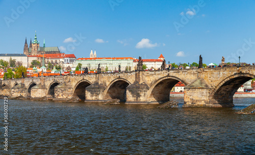 Panoramic view of Old Prague with Charles Bridge
