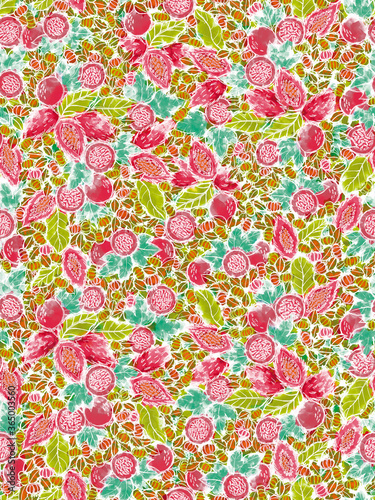 Seamless pattern with Colorful Tropical Exotic Fruits