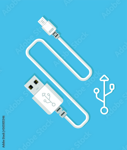 Smartphone USB charger adapter with USB Micro cable (Socket and connector for PC and mobile devices)