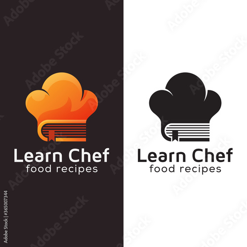 Learn Chef logo, book chef, food recipes gradient logo with black version