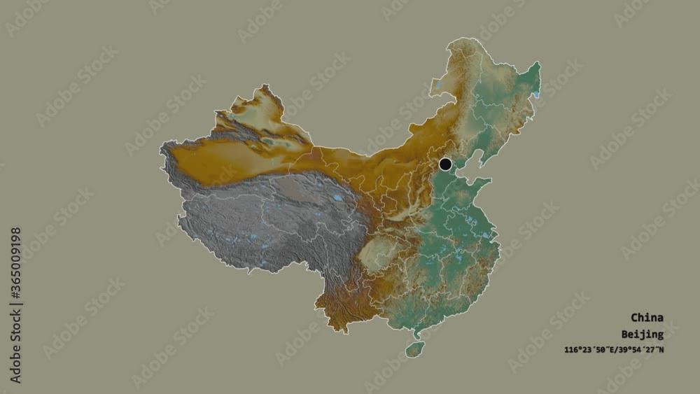 Guizhou, province of China, with its capital, localized, outlined and ...