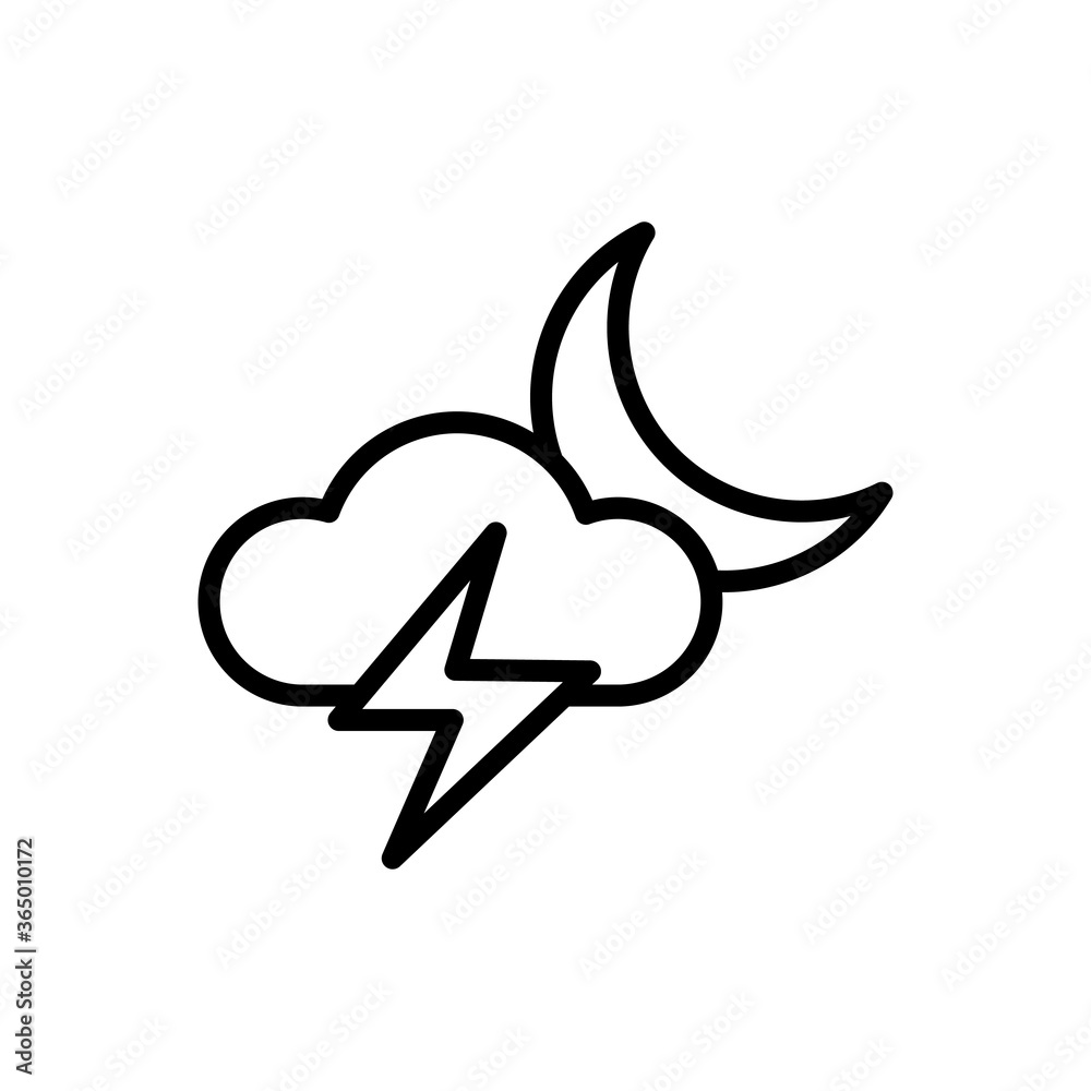 Cloud, lightning, moon icon. Simple line, outline vector elements of forecast icons for ui and ux, website or mobile application