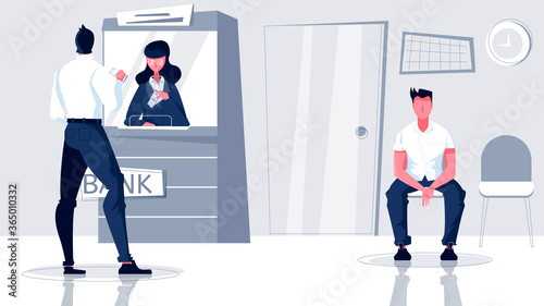 Bank Cashier Flat Composition