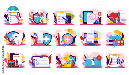 Health Insurance Recolor Icons Set